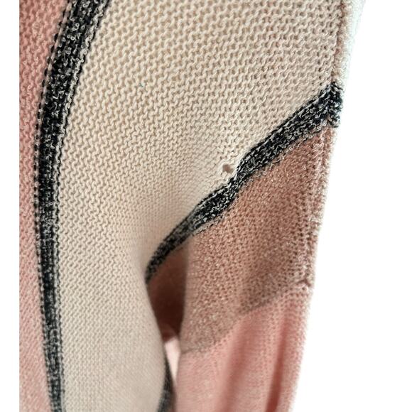 Billabong Women Knit Sweater Hooded Baja Beach Pink Stripe Size Medium - Picture 7 of 12